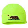 Go All Out One Size Safety Yellow Cuffed California Republic Bear Embroidered Cuffed Knit Beanie Cap view 1