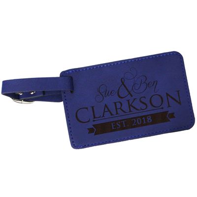 My Personal Memories Personalized Luggage Tags - Custom Monogrammed His Her Couples Travel - Engraved (Blue with Black)