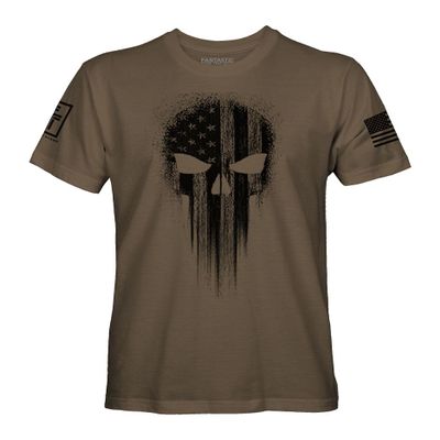 Fantastic Tees USA American Skull Patriotic Shirts for Men T-Shirt (Savanna Brown, 3XL)