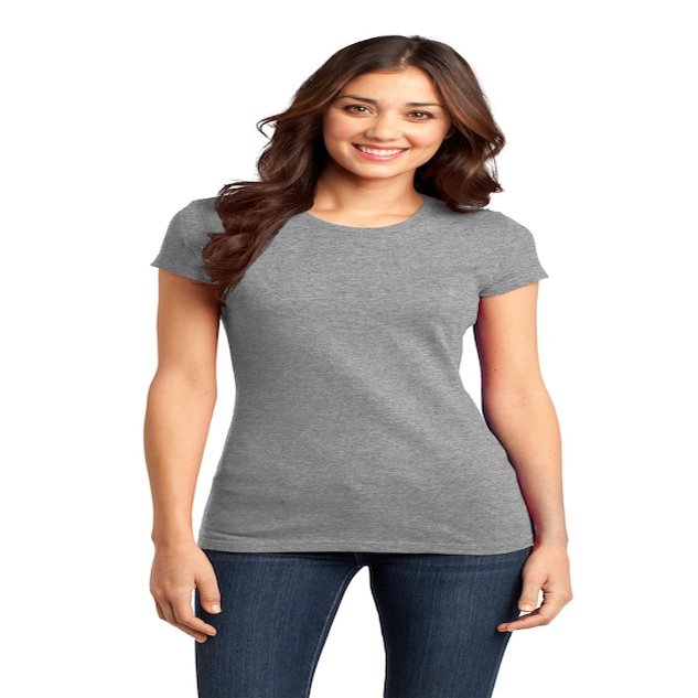 District Juniors Ring Spun 100% Cotton T Md. Gry Fr