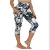 ODODOS Women's High Waisted Pattern Yoga Capri Leggings with Pockets, Tummy Control Non See Through Sports Athletic Workout Running Capris, Crosstalk, Large view 1