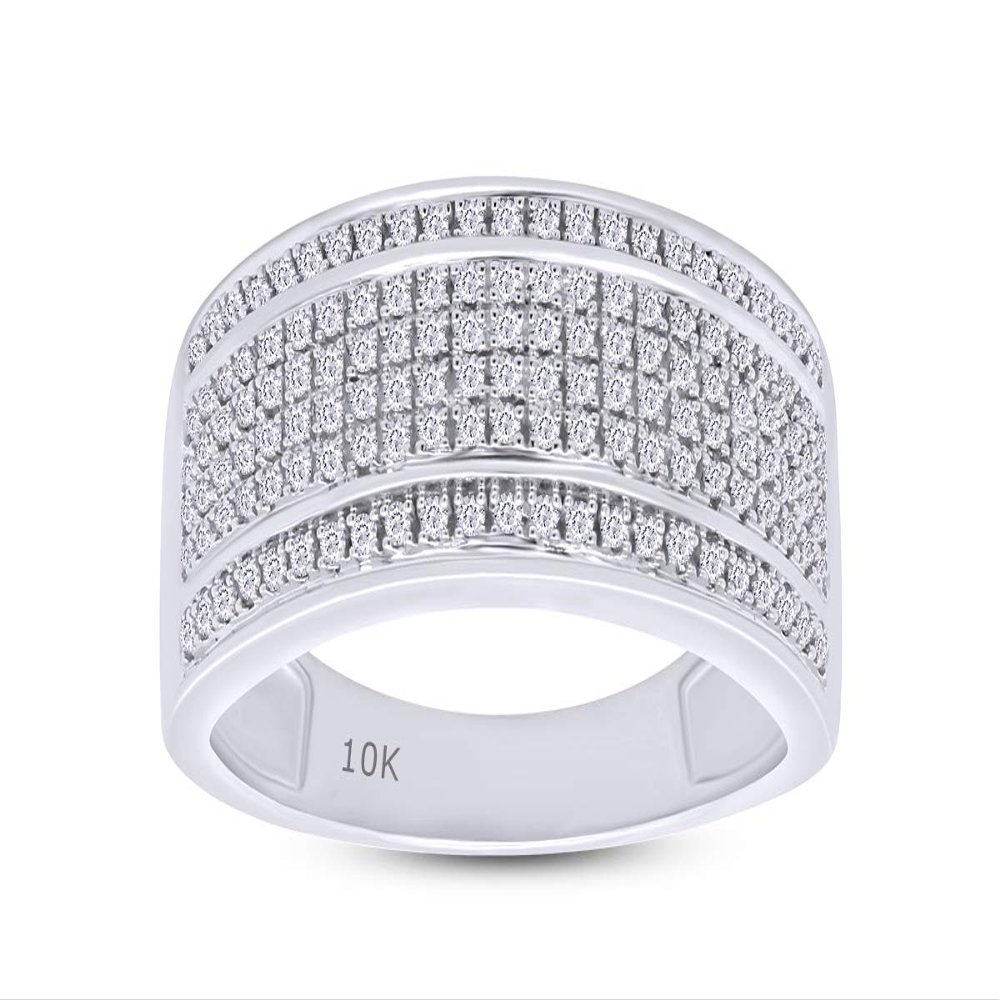 AFFY Wedding Bands 10K Solid White Gold Six Row Natural Diamond (H-I Color, I1-I2 Clarity, 0.40 Cttw) Ring For Men Ring Size-11