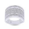 AFFY Wedding Bands 10K Solid White Gold Six Row Natural Diamond (H-I Color, I1-I2 Clarity, 0.40 Cttw) Ring For Men Ring Size-11 view 1