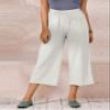 ECUPPER Womens Cotton Cropped Pants Loose Fit Wide Leg Capri Casual Plus Size Elastic Waist Trousers Light Grey S view 2