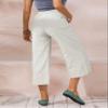 ECUPPER Womens Cotton Cropped Pants Loose Fit Wide Leg Capri Casual Plus Size Elastic Waist Trousers Light Grey S view 3