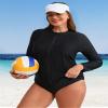 ATTRACO Womens Sun Shirts Long Sleeve Rash Guard Swimwear Swim Tops Black XL view 3