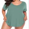 BELAROI Women Plus Size V-Neck Tunic Top Loose T Shirt with Pocket (3X, Grayish Green) view 1