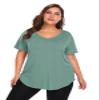 BELAROI Women Plus Size V-Neck Tunic Top Loose T Shirt with Pocket (3X, Grayish Green) view 2