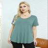BELAROI Women Plus Size V-Neck Tunic Top Loose T Shirt with Pocket (3X, Grayish Green) view 3