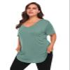 BELAROI Women Plus Size V-Neck Tunic Top Loose T Shirt with Pocket (3X, Grayish Green) view 4