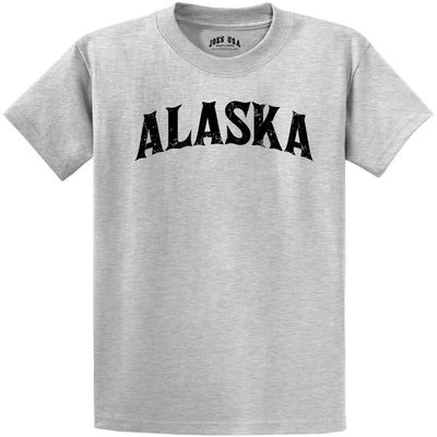 Joe's USA Vintage States T-Shirts-Regular Big and Tall-L-Ash-Alaska/b.