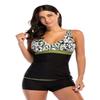 DIOWW Floral Print Tankini - Womens Plus Size Boyshort Tankini Bathing Suits Swimsuits for Women (Green, S) view 1