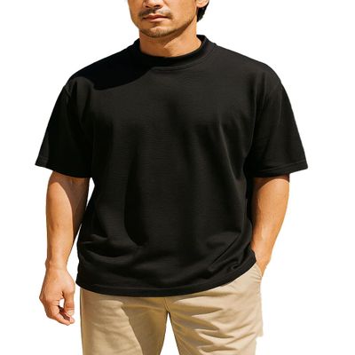 Akwa Mens Mock Turtleneck T-Shirt Lightweight Moisture Wicking Short Sleeve for Golf Work Layering Shirt Breathable Made in USA Black
