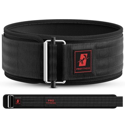 ProFitness Weightlifting Belt | Tapered Premium Weightlifting Belt for Weight Lifting | Powerlifting, Cross Training | Gym & Workout Belt (Black/Red, Small)