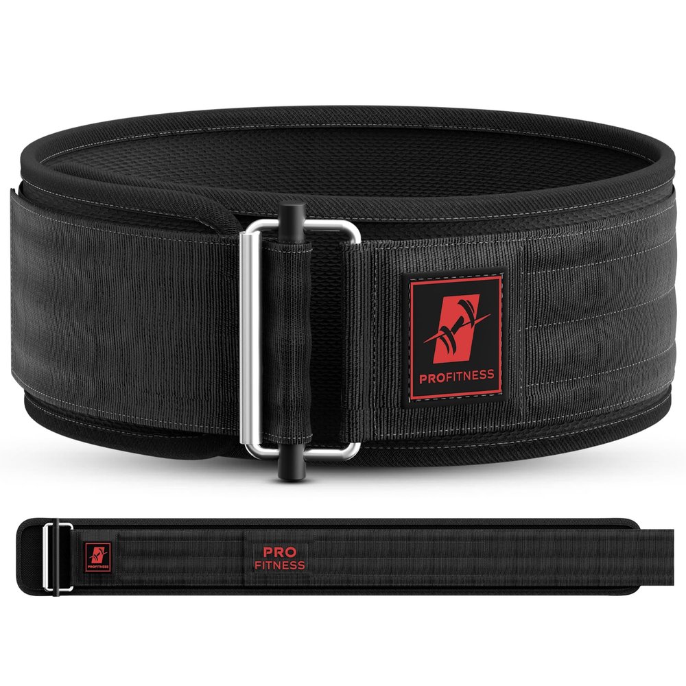 ProFitness Weightlifting Belt | Tapered Premium Weightlifting Belt for Weight Lifting | Powerlifting, Cross Training | Gym & Workout Belt (Black/Red, Small)