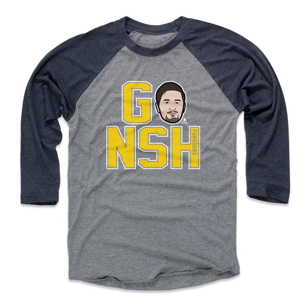 500 LEVEL Filip Forsberg Tee Shirt (Baseball Tee, XXX-Large, Navy/Heather Gray) - Nashville Raglan Tee - Filip Forsberg GO NSH Y WHT
