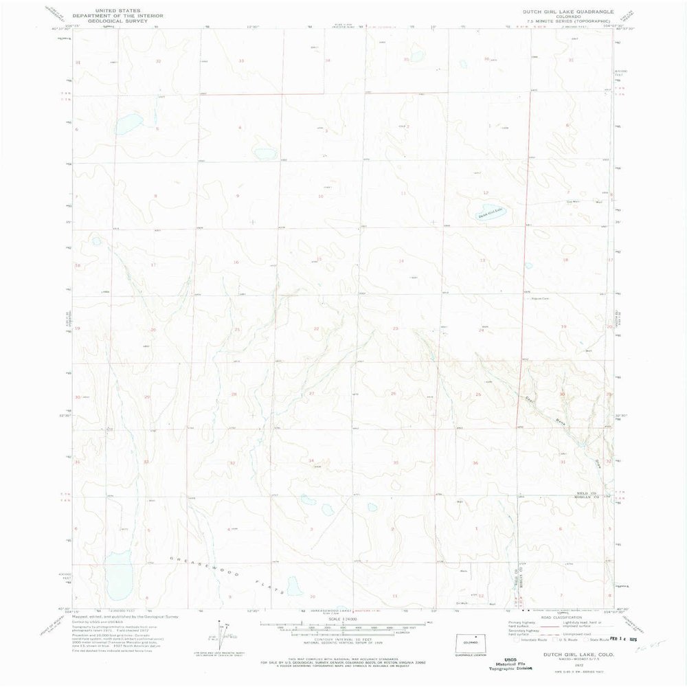 YellowMaps Dutch Girl Lake CO topo map, 1:24000 Scale, 7.5 X 7.5 Minute, Historical, 1972, Updated 1975, 26.8 x 21.9 in - Tyvek