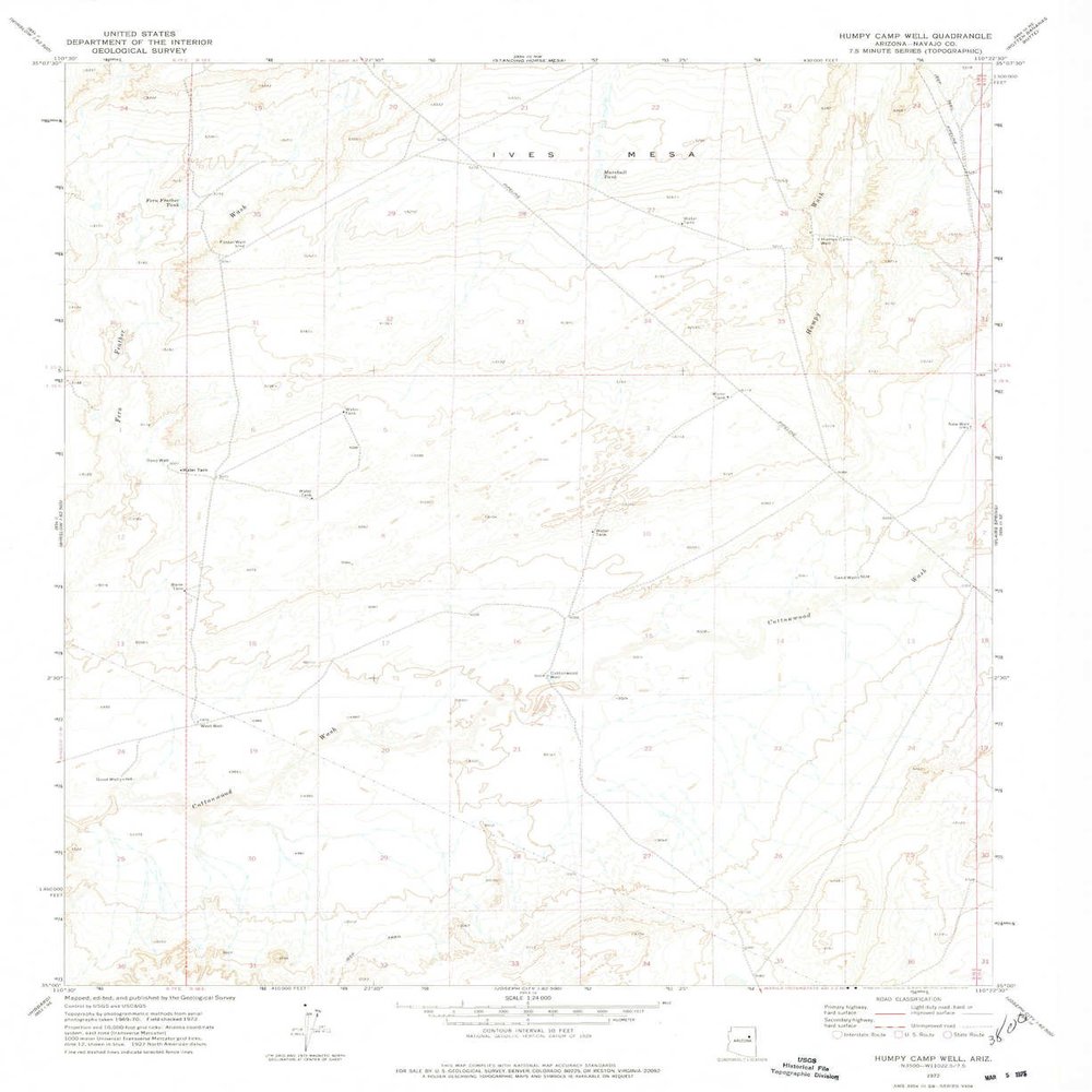 Humpy Camp Well AZ topo map, 1:24000 Scale, 7.5 X 7.5 Minute, Historical, 1972, Updated 1975, 26.9 x 22 in - Tyvek