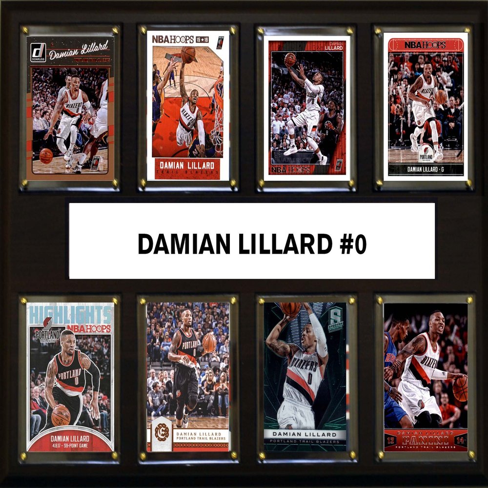 C&I Collectables NBA Portland Trail Blazers Mens 1215LILLARD8CNBA 12"X15" Damon Lillard Portland Trail Blazers 8-Card Plaque, Brown, N/A