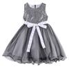 YAZAD Toddler Kids Baby Little Girls Sleeveless Sequin Princess Tutu Dress Bowknot Summer Outfits 1-7Y (140/6-7Y, Grey) view 1