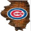 Cubs Distressed State Sign Wood Logo 24" view 1