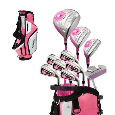 Precise M5 Ladies Complete Left & Right Handed Golf Club Set | Complete Regular & Petite Womens Golf Clubs Set | with 3 HC's, Lightweight Shafts & Spacious Stand Bag w/Pockets & Dual Carrying Straps