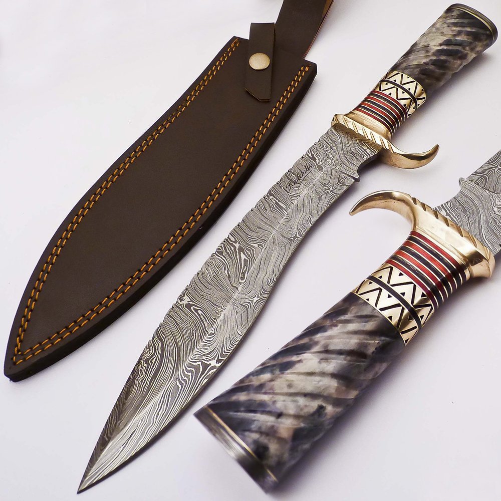 Custom Damascus Kukri Knife Hunting Knife Camping Knife With Burl Wood Handle (BN-906)