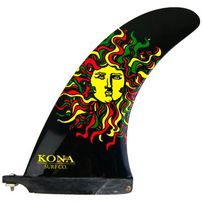 Kona Surf Co Classic Single Center Fin for Longboard, Surfboard and Paddleboard in Gloss Black Fiberglass/Sun sz:8in