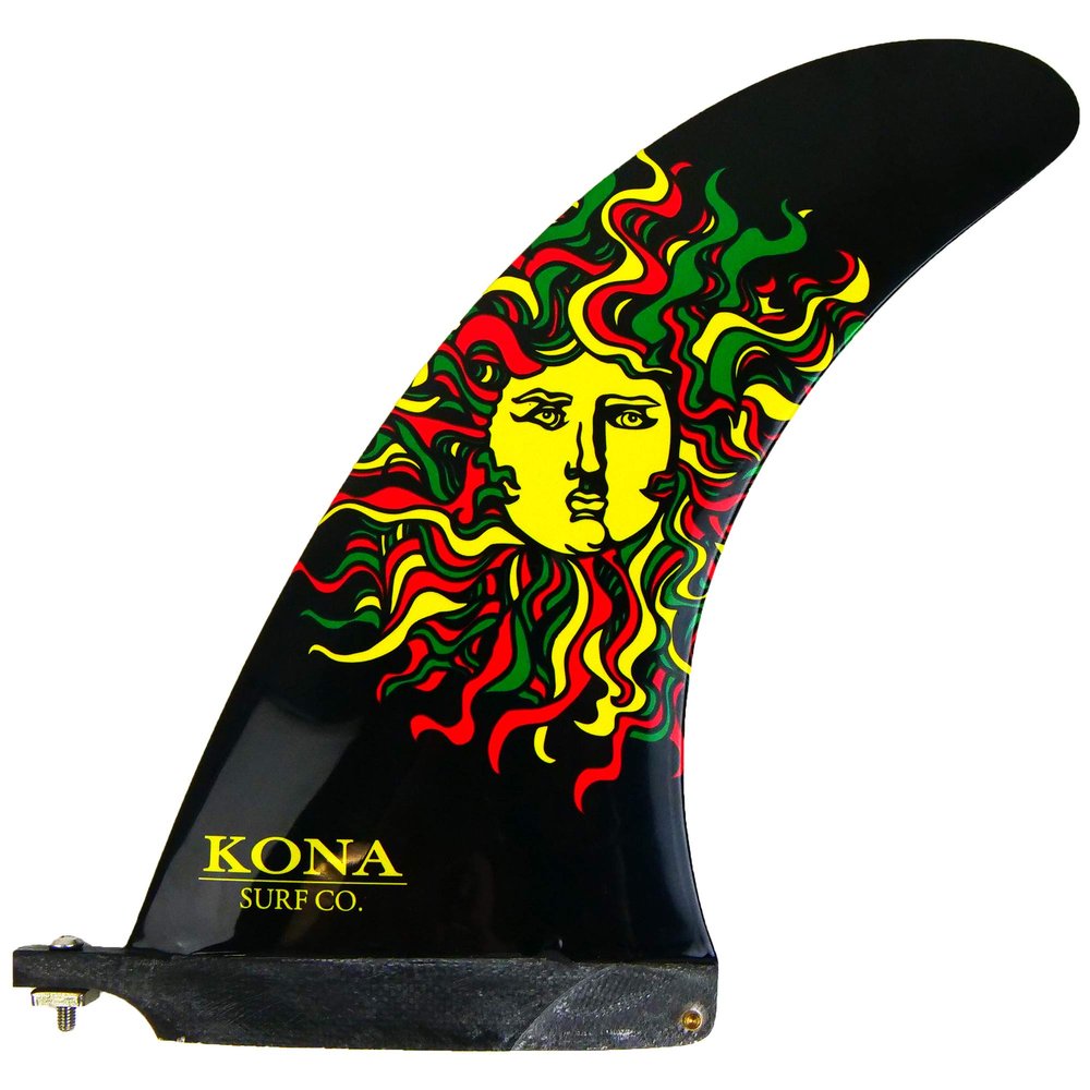 Kona Surf Co Classic Single Center Fin for Longboard, Surfboard and Paddleboard in Gloss Black Fiberglass/Sun sz:8in