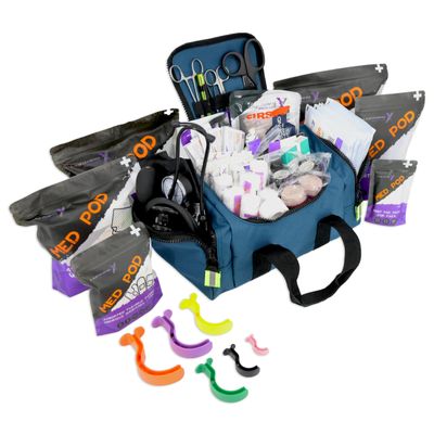 Lightning X Value Compact Medic First Responder EMS/EMT Stocked Trauma Bag w/Standard Fill Kit B - BLUE