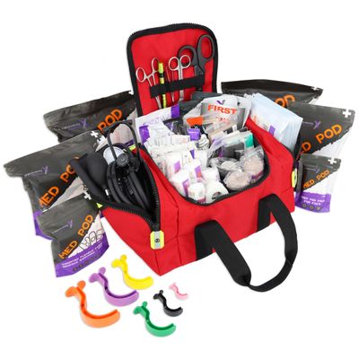 Lightning X Value Compact Medic First Responder EMS/EMT Stocked Trauma Bag w/Standard Fill Kit B - RED