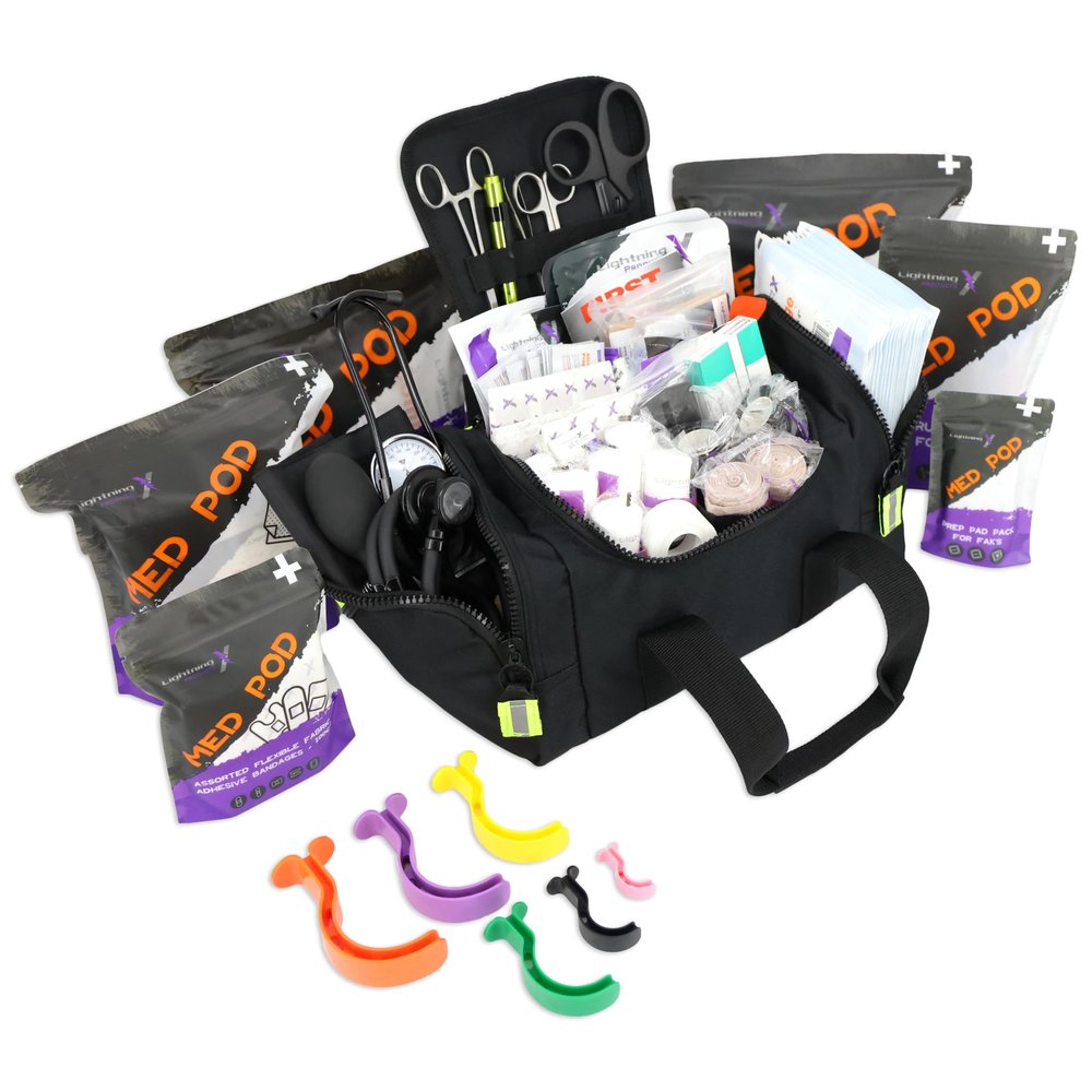 Lightning X Value Compact Medic First Responder EMS/EMT Stocked Trauma Bag w/Standard Fill Kit B - BLACK