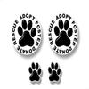 2 Dog Paw Rescue Adopt Foster Donate 4" Decals and 2 Paw Print 2'' Decals Puppy Foot Print Vinyl Stickers for Car Vehicle Window or Bumper (4 Black Paw on White Set) view 1