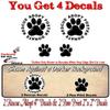 2 Dog Paw Rescue Adopt Foster Donate 4" Decals and 2 Paw Print 2'' Decals Puppy Foot Print Vinyl Stickers for Car Vehicle Window or Bumper (4 Black Paw on White Set) view 2