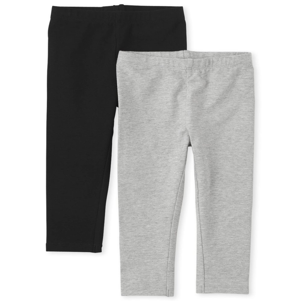 The Children's Place Baby Girls And Toddler Girls Leggings,Black/Smoke Gray 2 Pack,12-18MOS