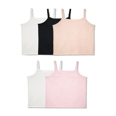 Fruit of The Loom Big Girl's Cami (Pack of 5) Underwear, Assorted/Jersey, Small