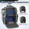 Piscifun Fishing Backpack with 2 Rod Holders & 4 Tackle Boxes, Large Tackle Storage Bag With Rain Cover for Fishing Gear, Digital Camouflage view 4