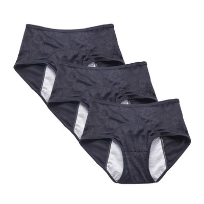 YOYI FASHION Women Menstrual Period Briefs Jacquard Easy Clean Panties US Size 3XL/10, Black-3 Packs