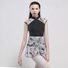 117141049 High Neck Floral Mesh Ballet Leotards Big Back with Skin Mesh Dance Leotards (XL, Black) view 2