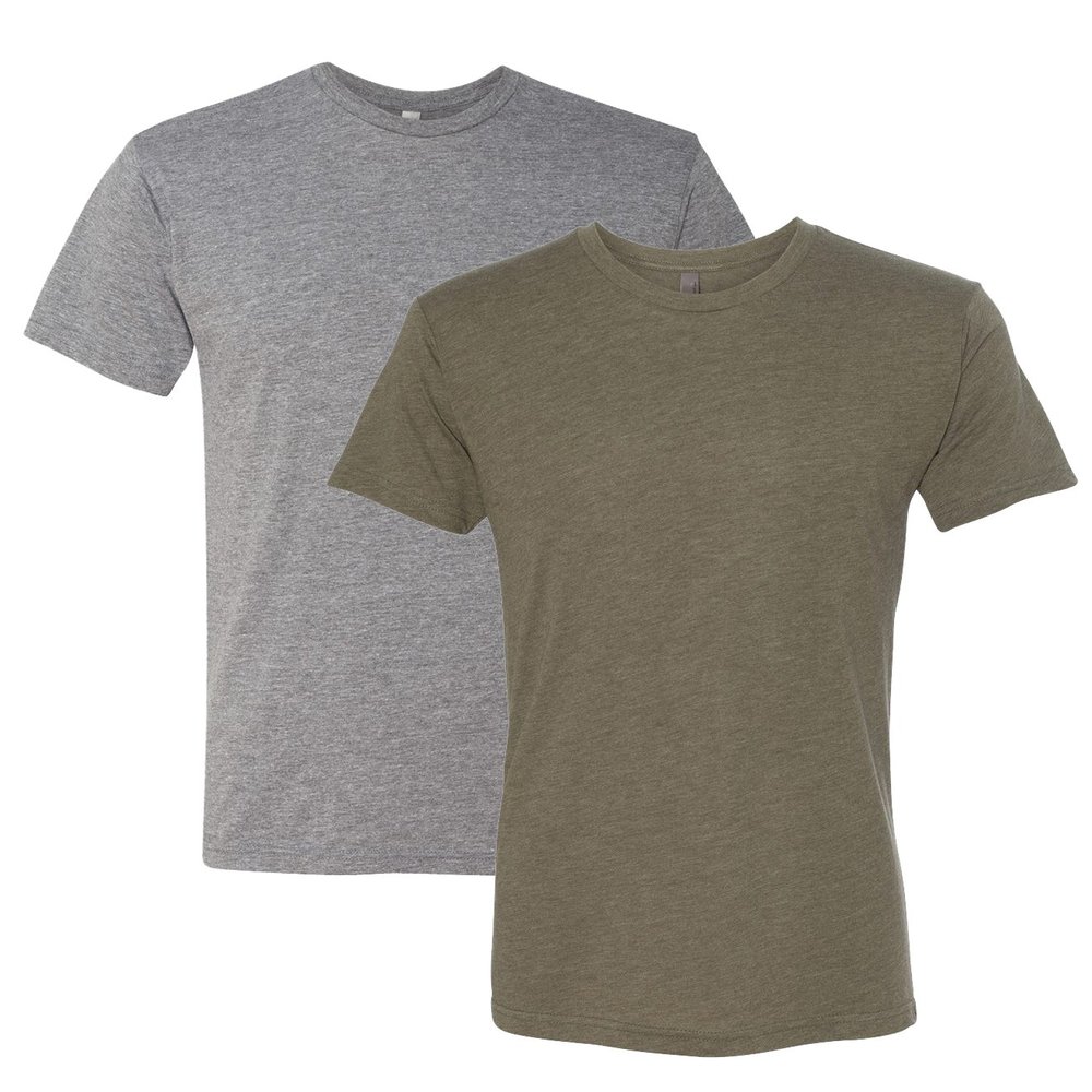Next Level 6010 Tri-Blend Tee - Premium Heather + Military Green (2 Pack), Medium