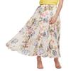 CHARTOU Women's Elegant Summer Full Length Boho Floral Print Pleated Chiffon Long Maxi Skirt Dress (White, Large) view 1