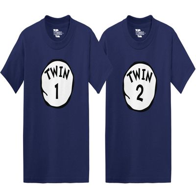 Tcombo Twin 1 & Twin 2 Toddler/Infant T-Shirt 2 Pack (Navy/Navy, 4T/4T)