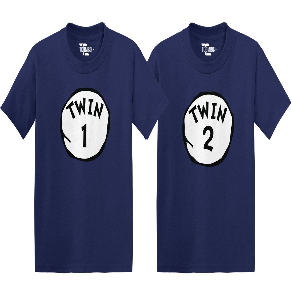 Tcombo Twin 1 & Twin 2 Toddler/Infant T-Shirt 2 Pack (Navy/Navy, 4T/4T)