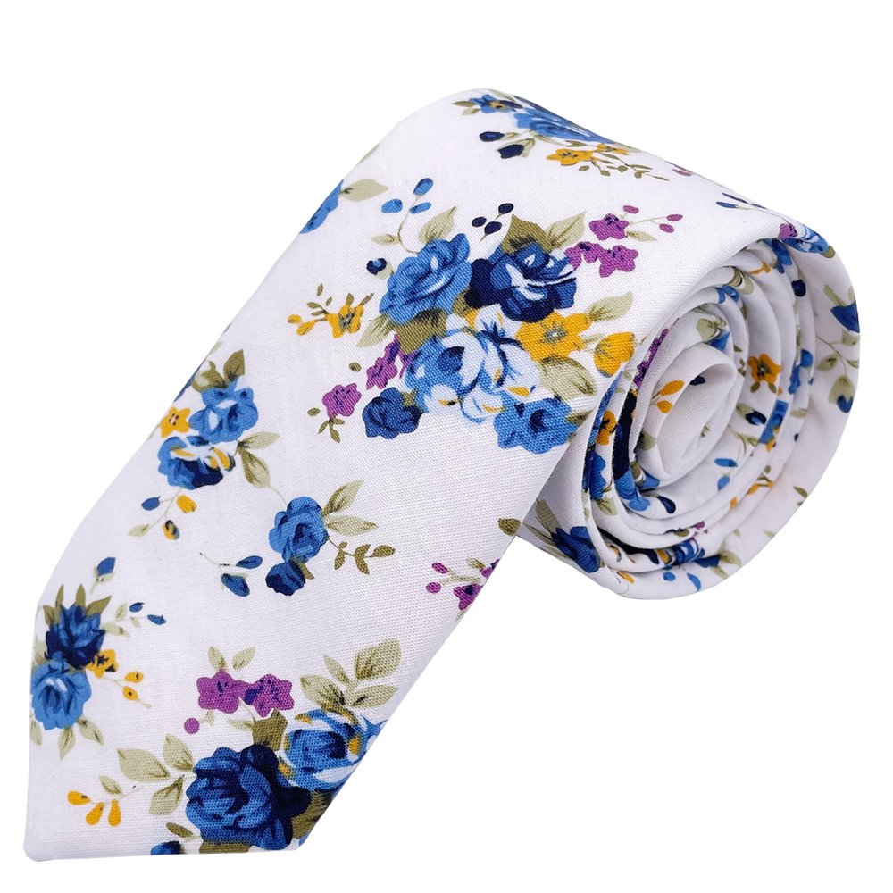 Geek-M Men's Tie Floral Fashion Neck Ties Causal Formal Occasion Wedding Business (White H1)