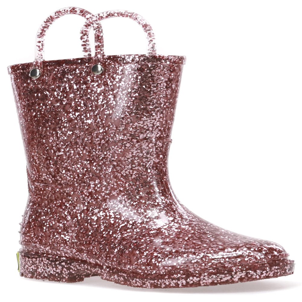 Western Chief Girl's Glitter Waterproof Rain Boot, Rose Gold, 11 Little Kid