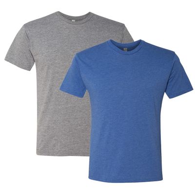 Next Level 6010 Tri-Blend Tee - Premium Heather + Vintage Royal (2 Pack), Medium