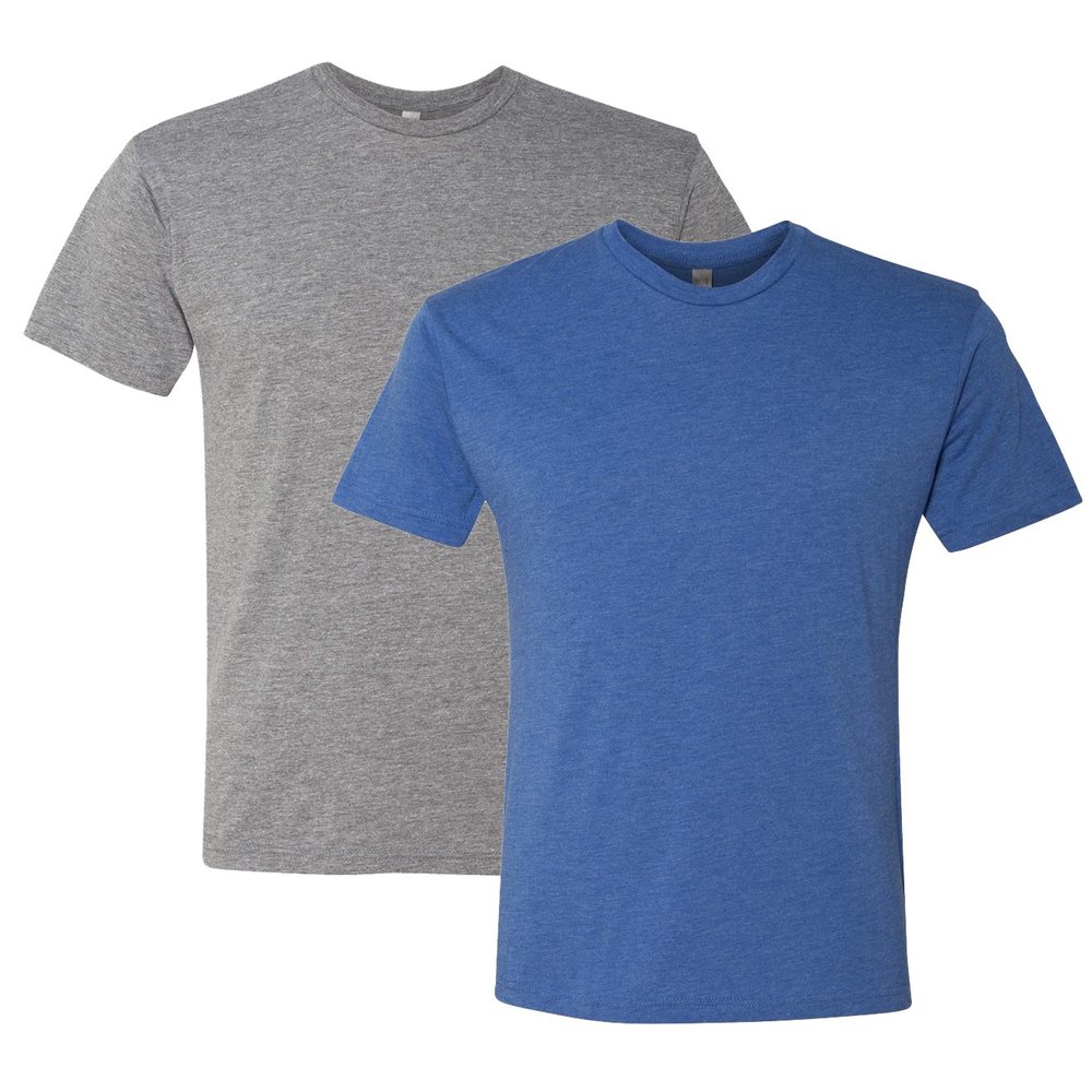 Next Level 6010 Tri-Blend Tee - Premium Heather + Vintage Royal (2 Pack), Medium
