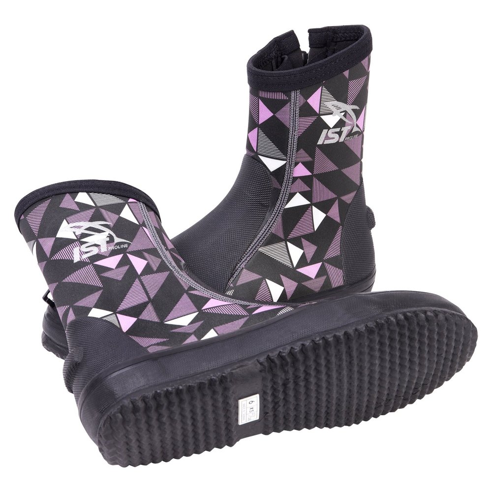 IST 3mm Neoprene Tall Cut Diving Boots (Geometric Purple, Men's 4/ Women's 5.5)