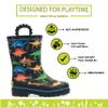 Western Chief Boys Waterproof Printed Rain Boot with Easy Pull on Handles - Dino World, 4 M US Big Kid view 3