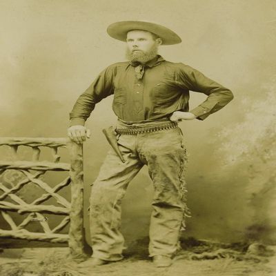 Armed Cowboy With Holster Ca 1890S - Full Dressed Cowboy With Holstered Pistol (You Can See Barrel At End Of Holster) Cartridge Belt Fringed Pants Cowboy Shirt And Great Cowboy Hat Poster Print by Bal